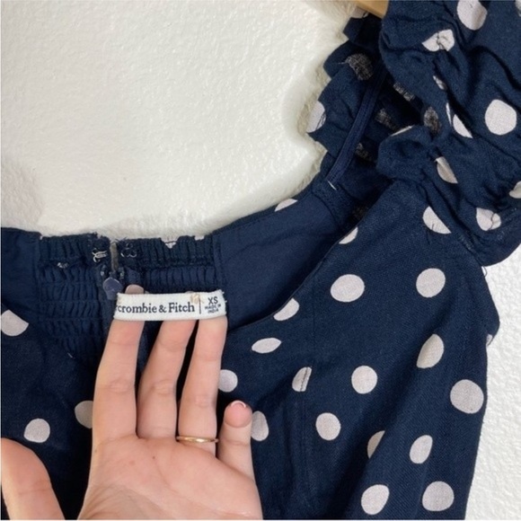 Abercrombie & Fitch Navy Polka Dot Linen Mini Dress - Picture 4 of 6